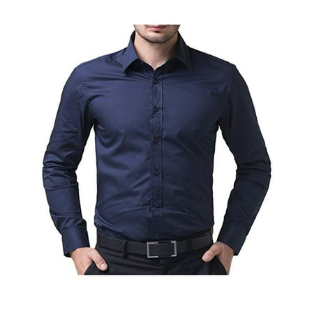 SAYFUT - Mens Dress Shirt Button Down Stylish Shirts Wrinkle-Resistant Long-Sleeve Solid Dress