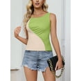 thumbnail image 5 of Charmo Ribbed Tank Top for Womens Racerback Crop Top with Ruched Color Block Asymmetrical Neck, 5 of 6