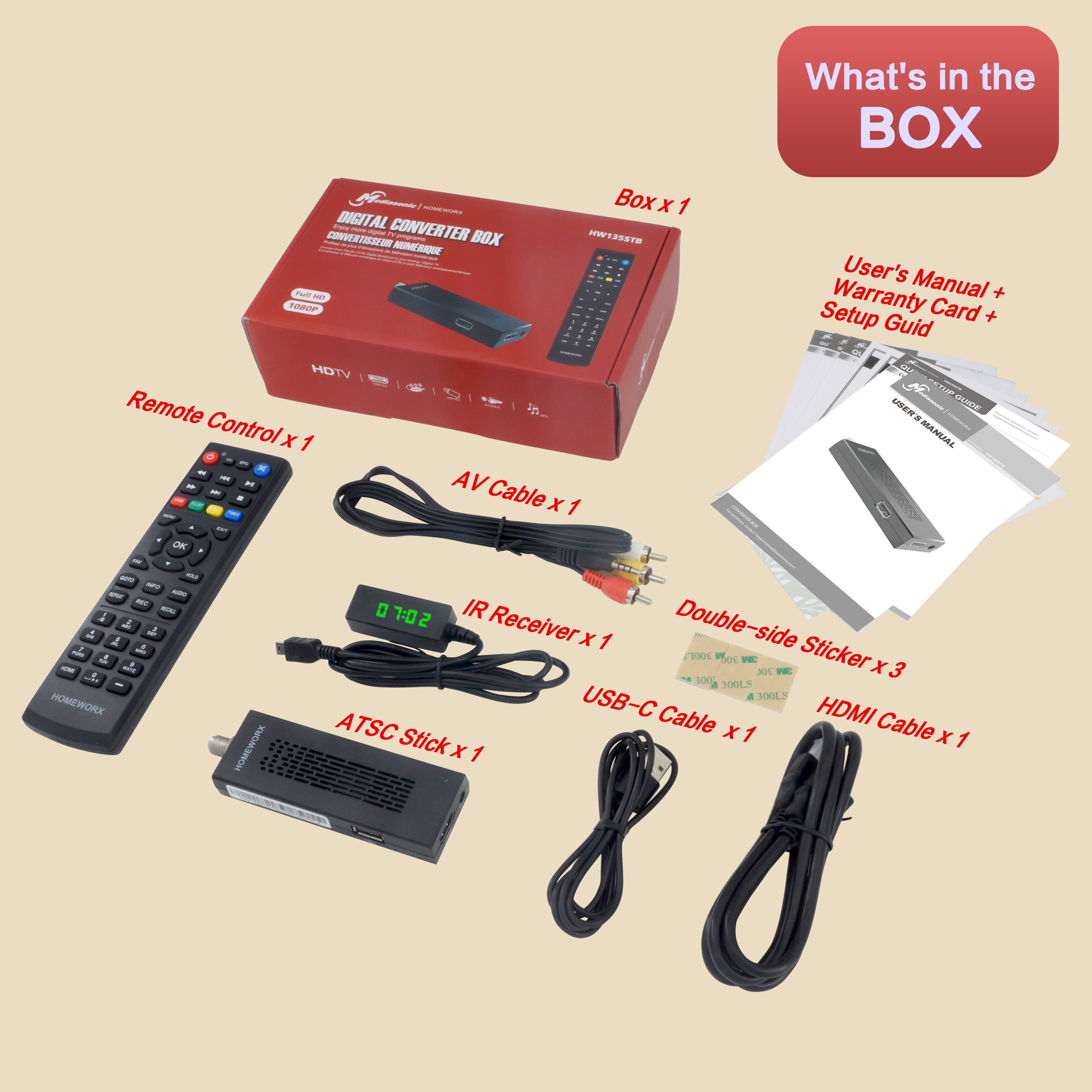 Digital TV Converter Box Dongle, ATSC Digital Converter Box with
