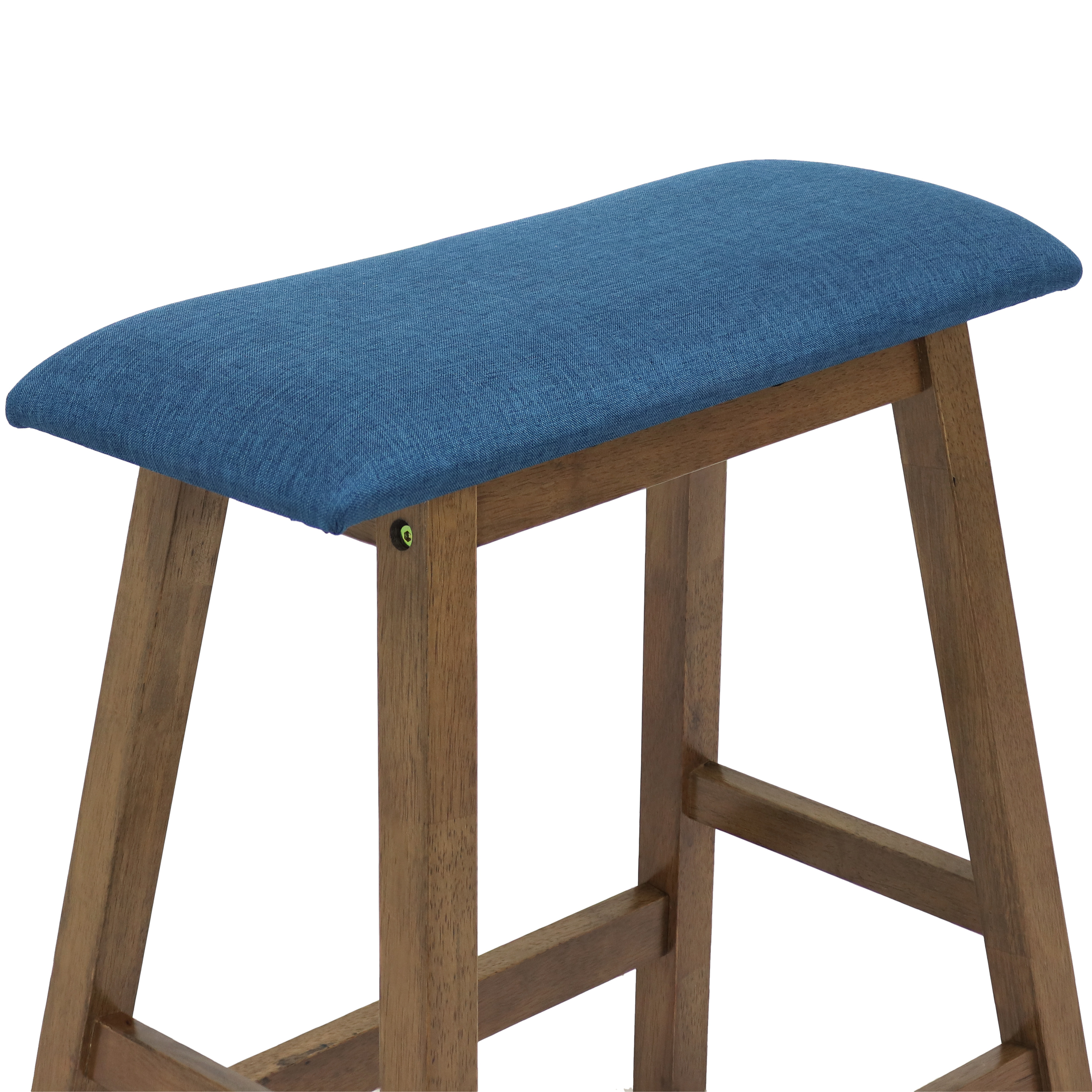 Sunnydaze Set of 2 Counter-Height Stools - Weathered Oak Finish with Blue Cushions - image 5 of 10