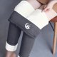 thumbnail image 1 of Leggings de lana de cordero gruesa para mujer, pantalones largos con estampado pequeño y forro polar añadido, pantalones de poliéster para mujer, 1 of 9