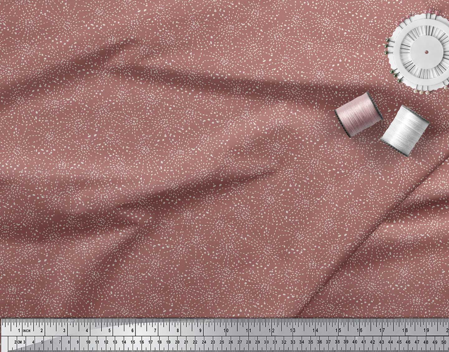 Soimoi Brown Poly Georgette Fabric Brush Stroke & Dots Abstract Printed Fabric 1 Yard 42 Inch Wide