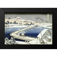thumbnail image 2 of Hokusai 14x11 Black Modern Framed Museum Art Print Titled - Pontoon Bridge at Sano, Kozuke Province, Ancient View, 2 of 5