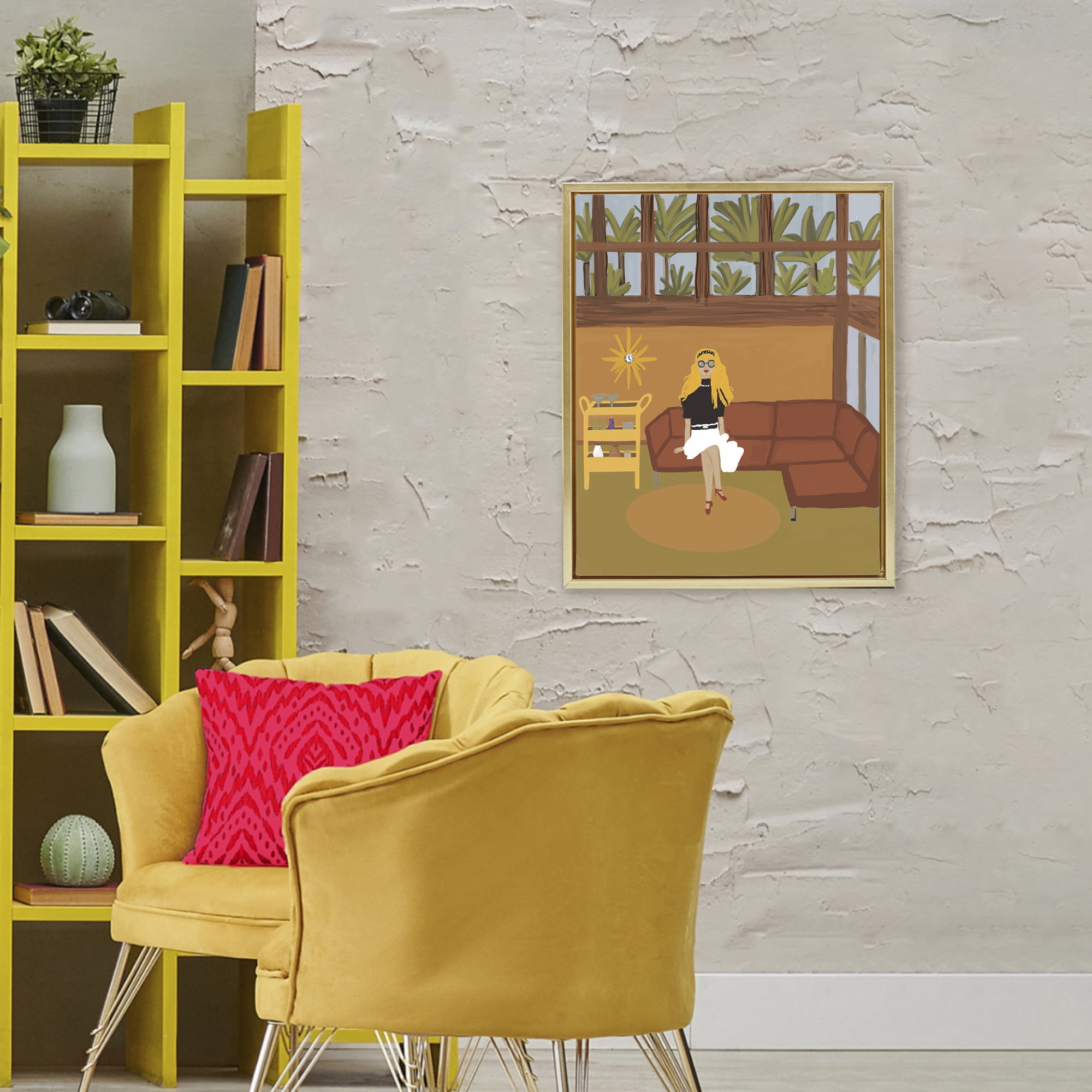 Stupell Industries Living The Girl Life Gold Framed Floater Canvas Wall Art, design by Kristal Clifford