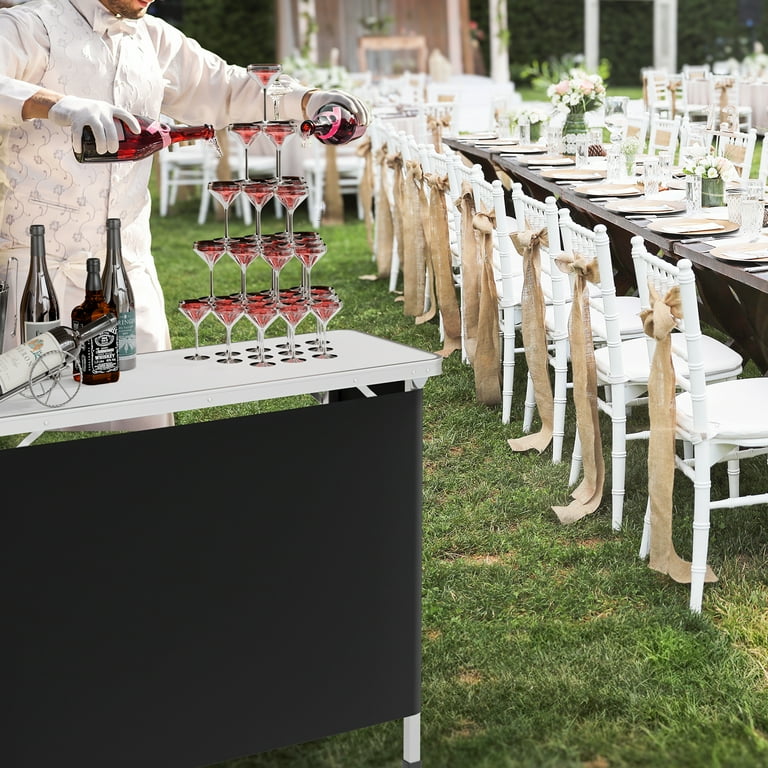 Ktaxon 39 Inch Foldable Portable Bar Table with 3-Tier Shelves
