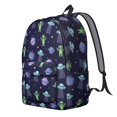 thumbnail image 2 of Alien and UFO Deep Blue Pattern Backpack for School, Cute School Bag with Adjustable Shoulder Straps and Padded Back, 15.7"x11.8"x5.5", 2 of 5