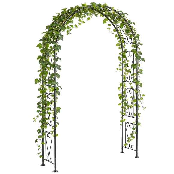 Outsunny 8 ft Garden Arch, Outdoor Trellis Arbor for Climbing Plants, Black