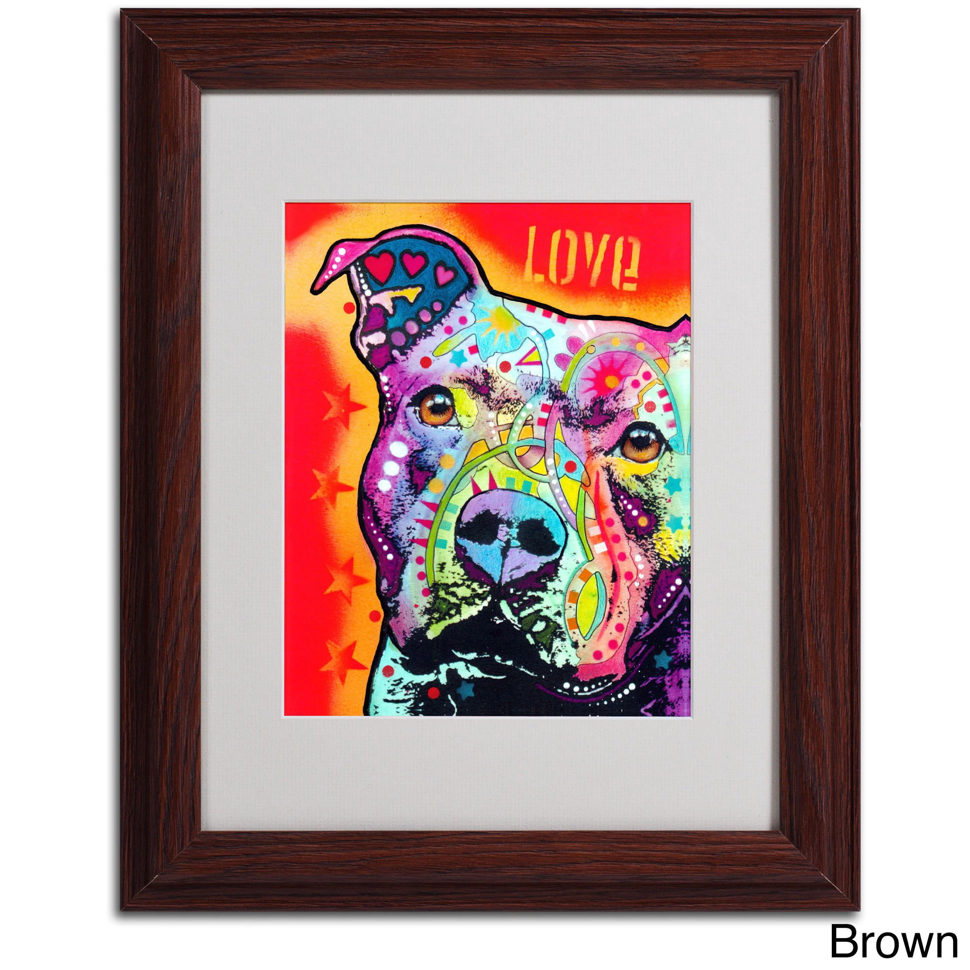 Matted art under acrylic in a black frame