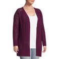 thumbnail image 4 of Terra & Sky Women's Plus Size Chenille Pointelle Cardigan Sweater, Lightweight, 4 of 6