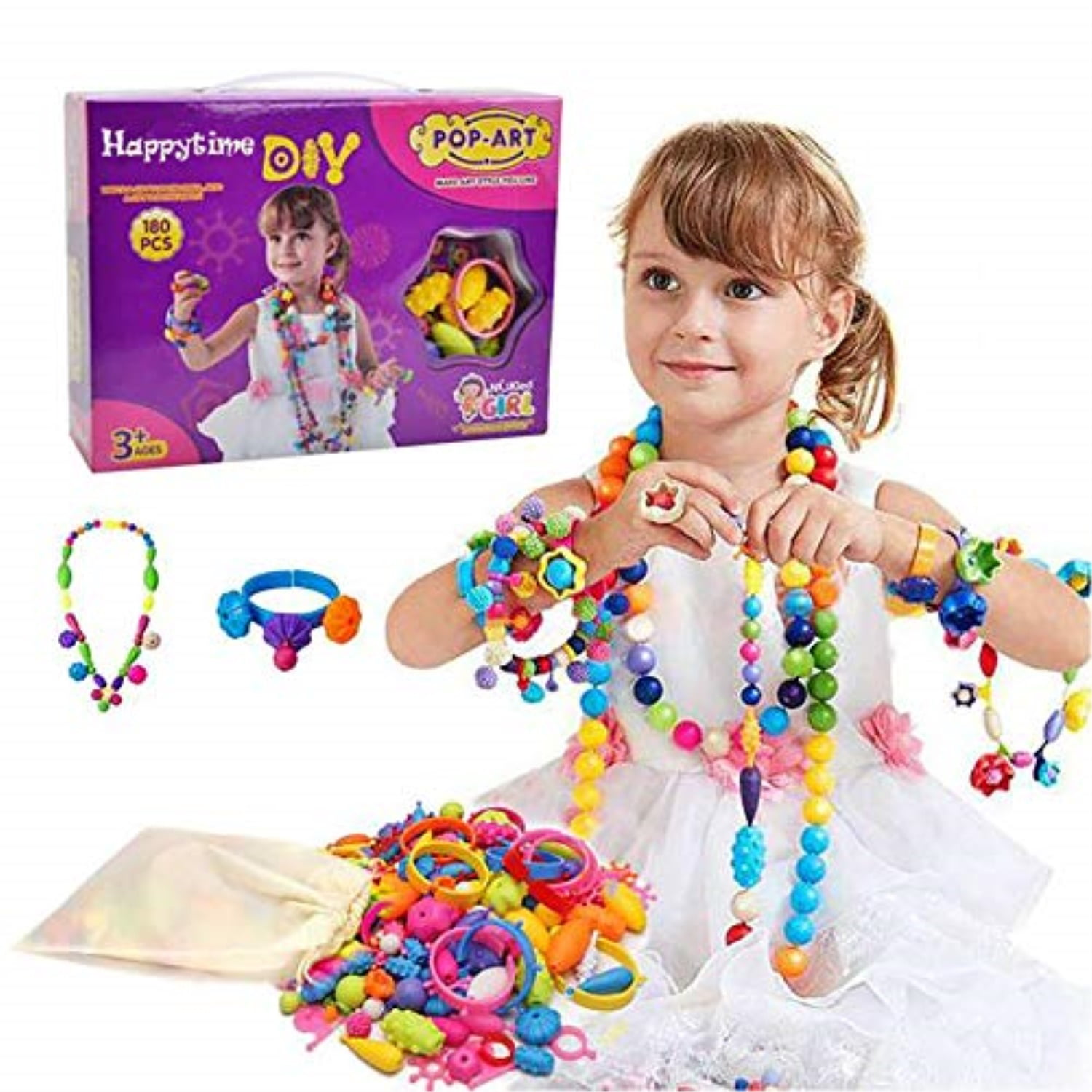 Happytime Snap Pop Beads Girls Toy 180 Pieces Diy Jewelry Kit Fashion