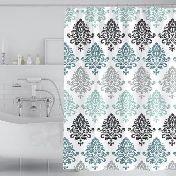 Shower Curtain Mould Resistant 180*180 cm with Weighted Hems Bathroom Curtains Waterproof Shower Curtains Washable with 12 Hooks Polyester