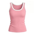 thumbnail image 5 of Womens Tank Tops U Neck Sleeveless Ribbed Knit Camisole Summer Outfits Fashion Clothing Pink M, 5 of 7