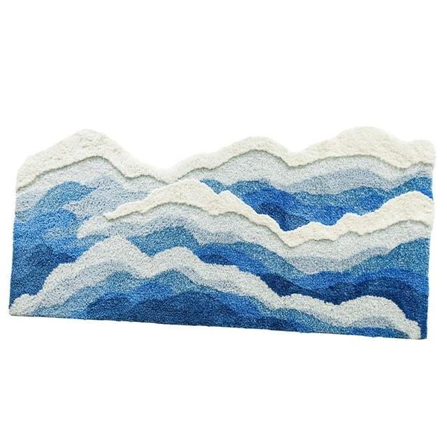 Transemion Flocking Wave Area Rug Soft Comfortable Living Room Bedroom Non Slip Bathroom Rug Nursery Bedroom Carpet 3D Bath