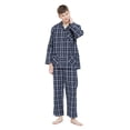 thumbnail image 4 of GLOBAL Men 100% Cotton Pajama Set For Men Lightweight Soft Nightwear Long Sleeves PJS With Pockets, 4 of 5