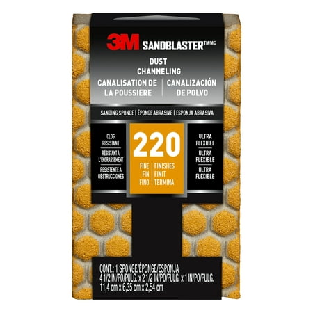 

3M SandBlaster Sanding Sponge 220 Grit 4.5 x2.5 x1 1pk