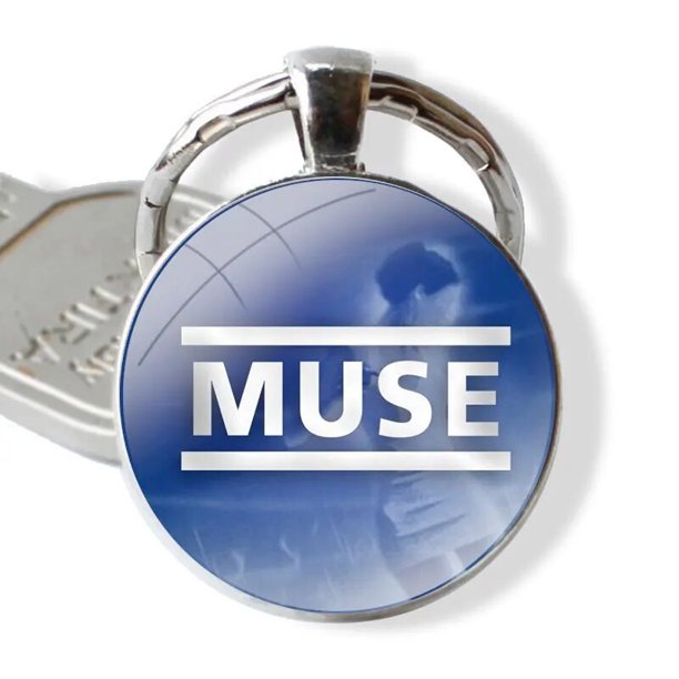 LLavero de cabujón de cristal con diseño de moda de dibujos animados, colgante creativo de Muse Band, llaveros de coche hechos a mano
