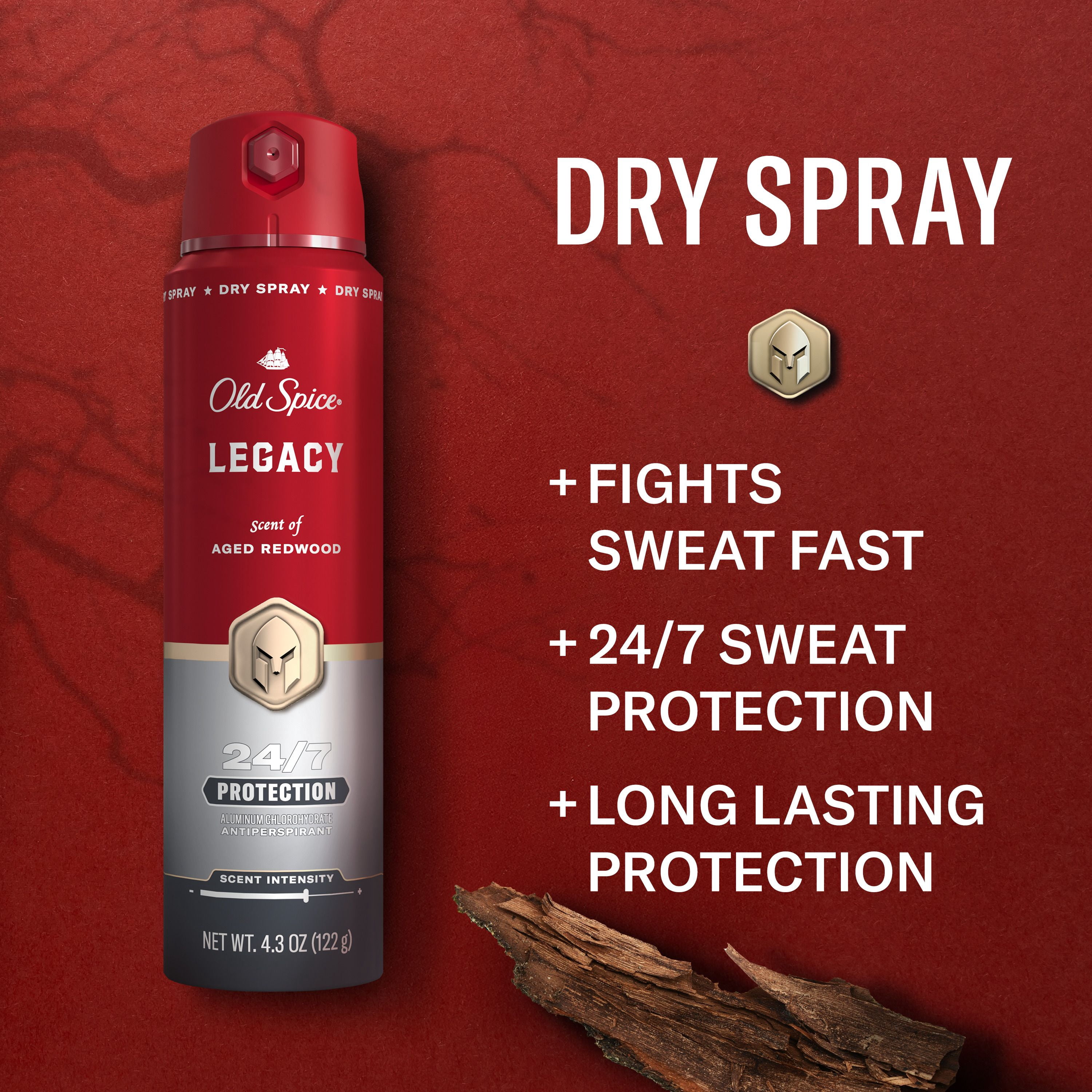 Vaporisateur pour le corps Old Spice Collection rouge pour hommes, parfum Legacy, parfum rafraîchissant, protection contre les odeurs toute la journée, fraîcheur longue durée
