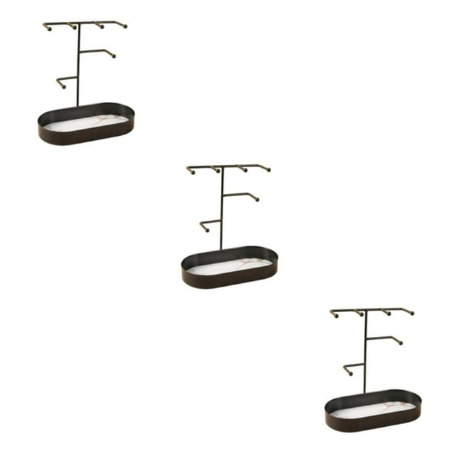 Dalazy Jewelry Organizer Stand Tray Display Rack Rings for Black Marbling 20 x 10 x 21cm 3Set