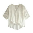 thumbnail image 4 of Mittory Women's Short Sleeve Blouses Eyelet Floral Hollow Out Embroidery Summer Work Casual Blouse Top, 4 of 4