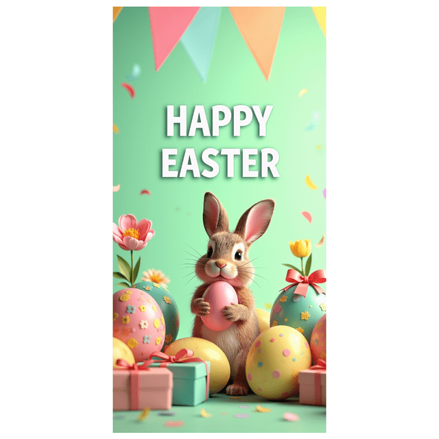 Easter Bunny Spring Celebration Festive Backdrop Banner Decorations Egg Party Supplies Photography Props Background