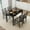 Veined Black Marble & Gray, variant on Alpha Joy Farmhouse Dining Table Set for 4, Faux Marble Rectangular Table with Solid Wood Paded Chairs