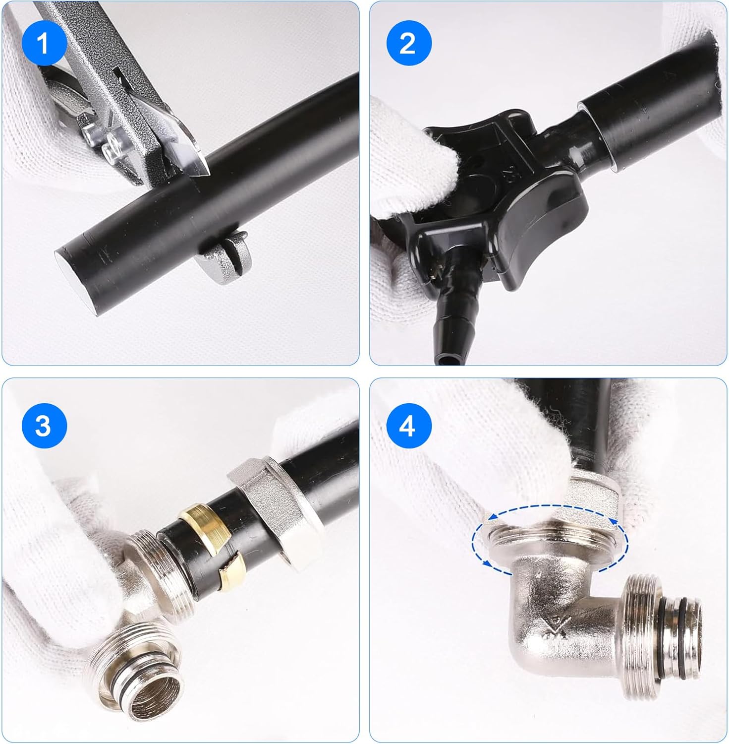 Air Compressor Hose 3/4" Air Fittings Kit, 3PCS 3/4-inch Tee Air Line Fittings and 3PCS 3/4-inch Equal Elbow Air Line Fittings Fit for Shop Air Line Kit 3/4 inch