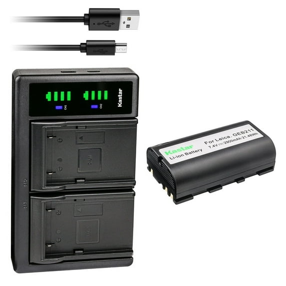 Kastar 1-Pack GEB211 Battery and LTD2 USB Charger Compatible with Geomax ZBA600 Geomax ZBA400 Geomax ZBA200 Geomax 724117 Survey Battery, Geomax Total Station Stonex R6 Stonex R6+ ZT20 ZT80 ZT80+