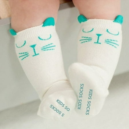 Fancyleo 1 Pair Hot Newborn Toddler Knee High Sock Baby Boy Girl Socks Anti Slip Cute Cat S-M