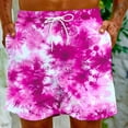 thumbnail image 7 of Dagegui Mens Casual Beach Shorts Tie Dye Printed Summer Shorts Loose Elastic Waist Drawstring Shorts Big and Tall Outdoor Travel Shorts with Pockets Hot Pink L, 7 of 7