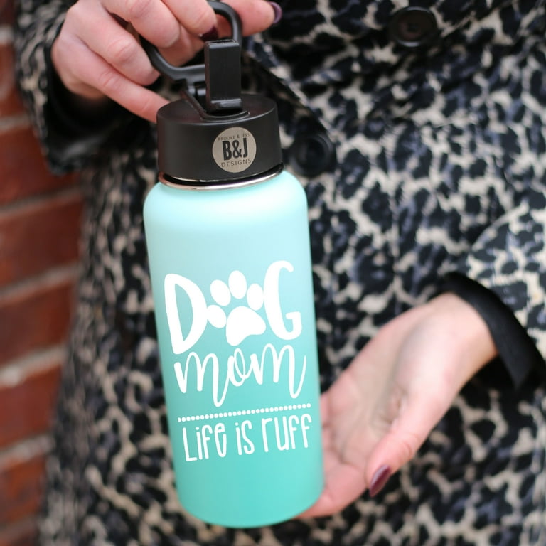 Dog Mom 32 oz Insulated Water Bottle Blue