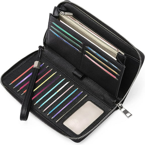 RFID anti -theft brush PU Wallet large -capacity long European and American women's multi -card card clip, wife's coin purse, giving girlfriend's birthday gift/Black