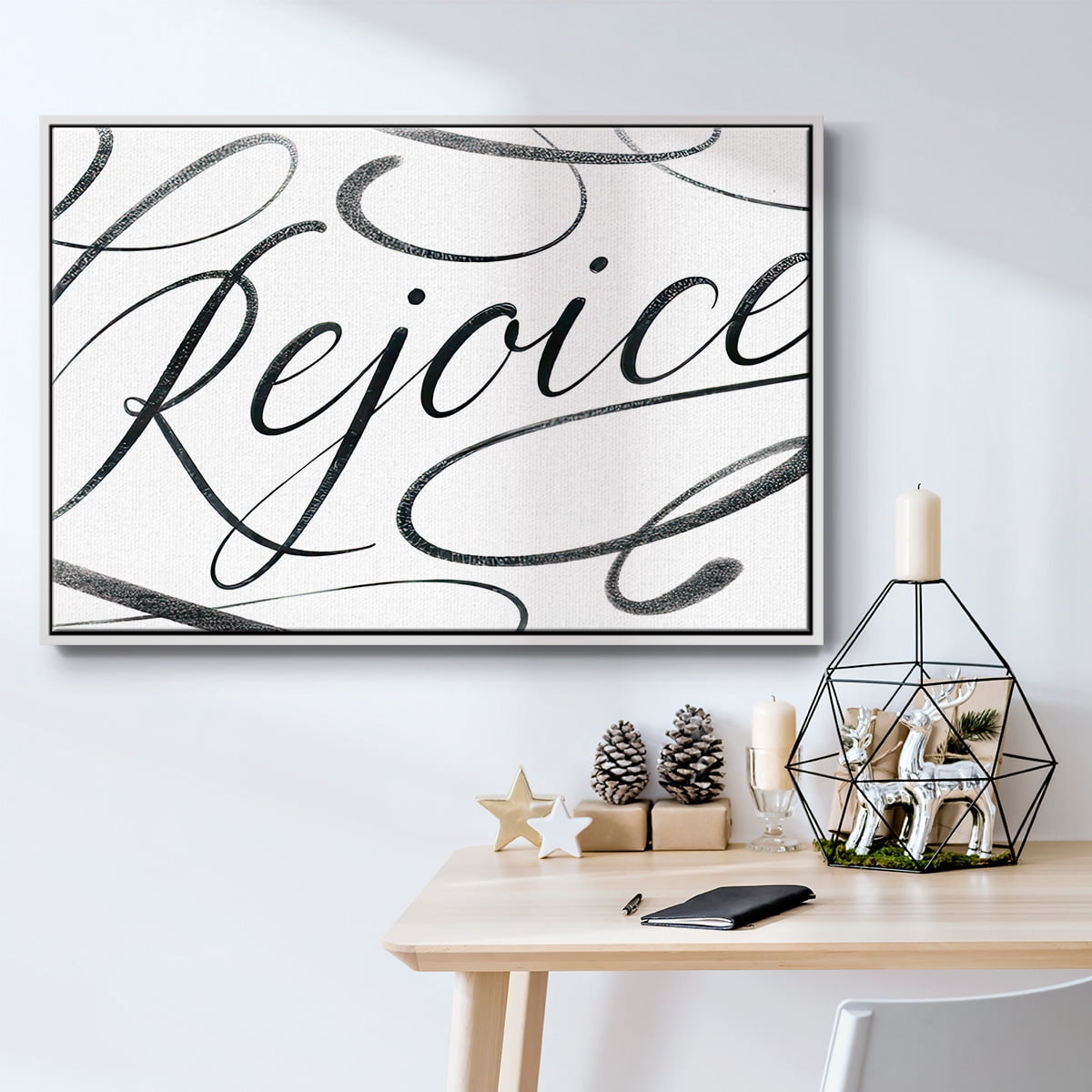 Rejoice - Framed Gallery Wrapped Holiday Canvas - 17 x 25 - White Frame