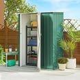 thumbnail image 2 of Outsunny Garden Shed, Metal Tool Shed w/ Sloped Roof, Lockable Door, Green, 2 of 10