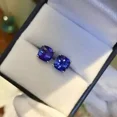 thumbnail image 2 of 2Ct Cushion Cut Lab Created Tanzanite Push Back Stud Earrings 14K White Gold Plated, 2 of 2
