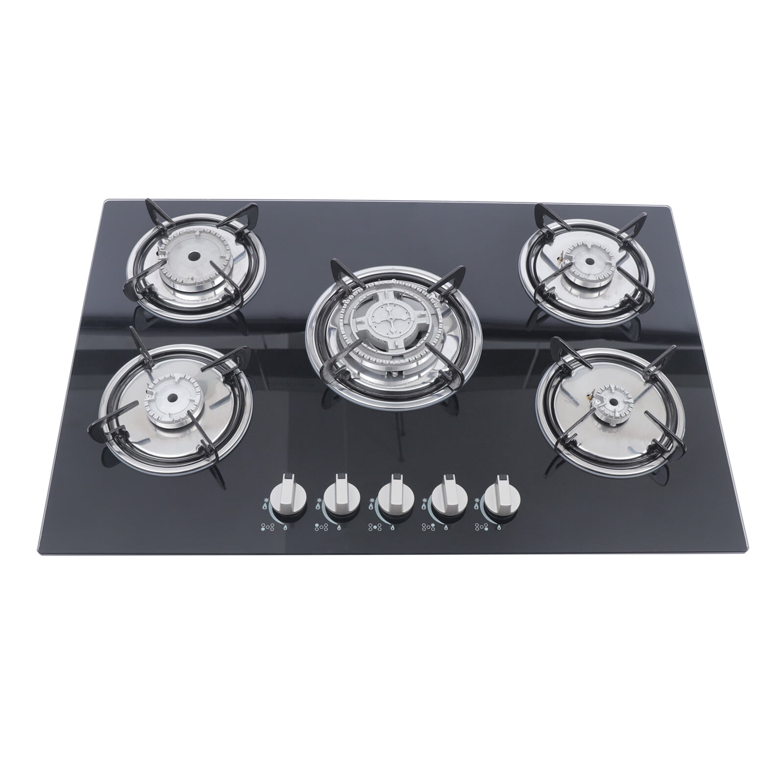 30Inch Built-in 5 Burner Cooktop Stove LPG/NG Gas Hob Countertop Tempered Glass for Home,Restaurants