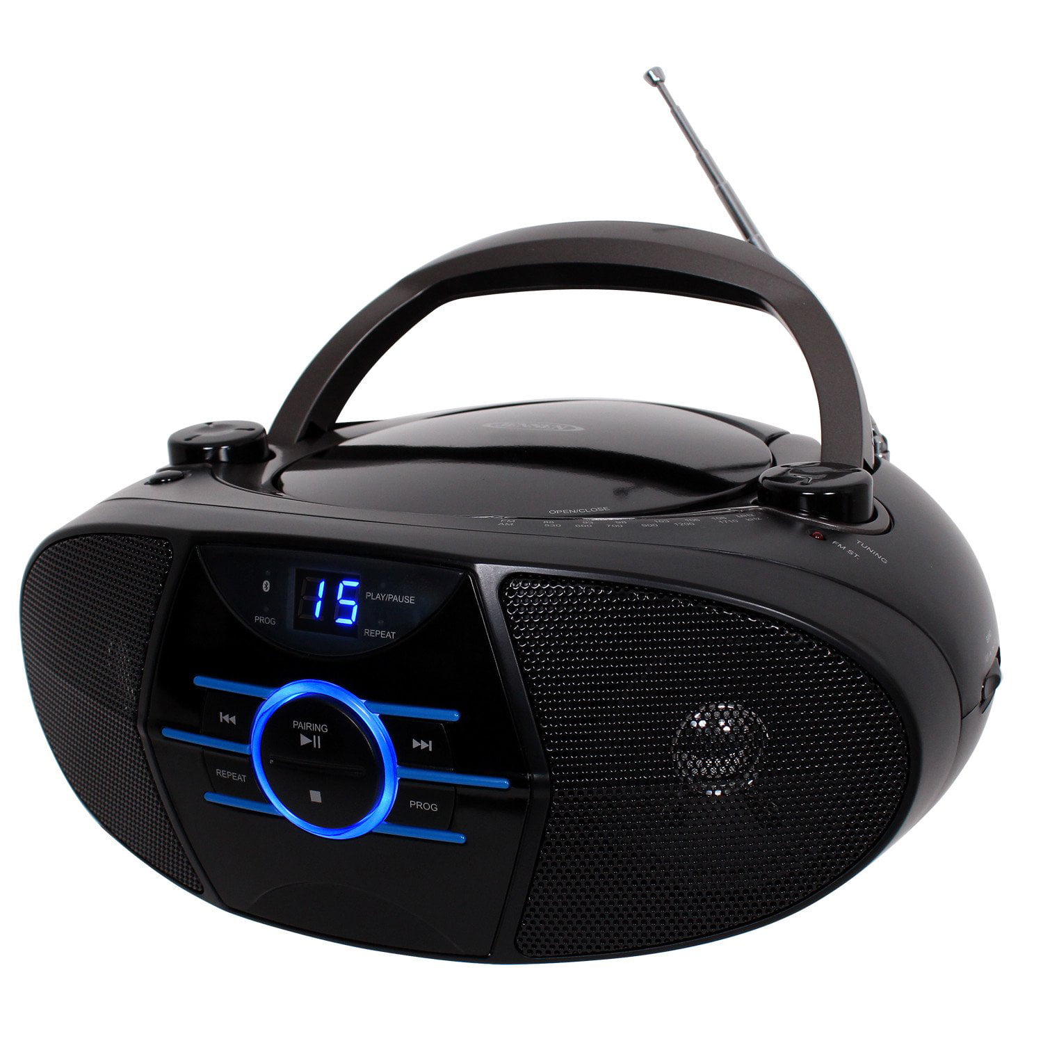 Jensen Portable Bluetooth Cd Player AM/FM Radio Tuner Mega Bass Reflex  Stereo Sound System Plus Superior 6ft Aux Cable to Connect Any Ipod, Iphone  or 