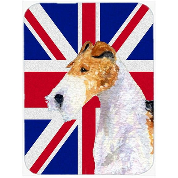 7.75 x 9.25 In. Fox Terrier With English Union Jack British Flag Mouse Pad, Hot Pad Or Trivet
