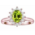thumbnail image 3 of Star K � Classic Oval 7x5 Lady Diana Halo Genuine Peridot Ring, 3 of 9