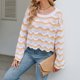thumbnail image 1 of Suéter de punto de mujer Suéter de ganchillo a rayas de contraste casual Traje diario FLhrweasw Nuevo, 1 of 9