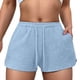 thumbnail image 1 of Pantalones Cortos de Pijama de Punto Gofre para Mujer, Suaves, con Cordón Ajustable, Informales, para Hacer Ejercicio y con Bolsillos. Azul XXL, 1 of 8