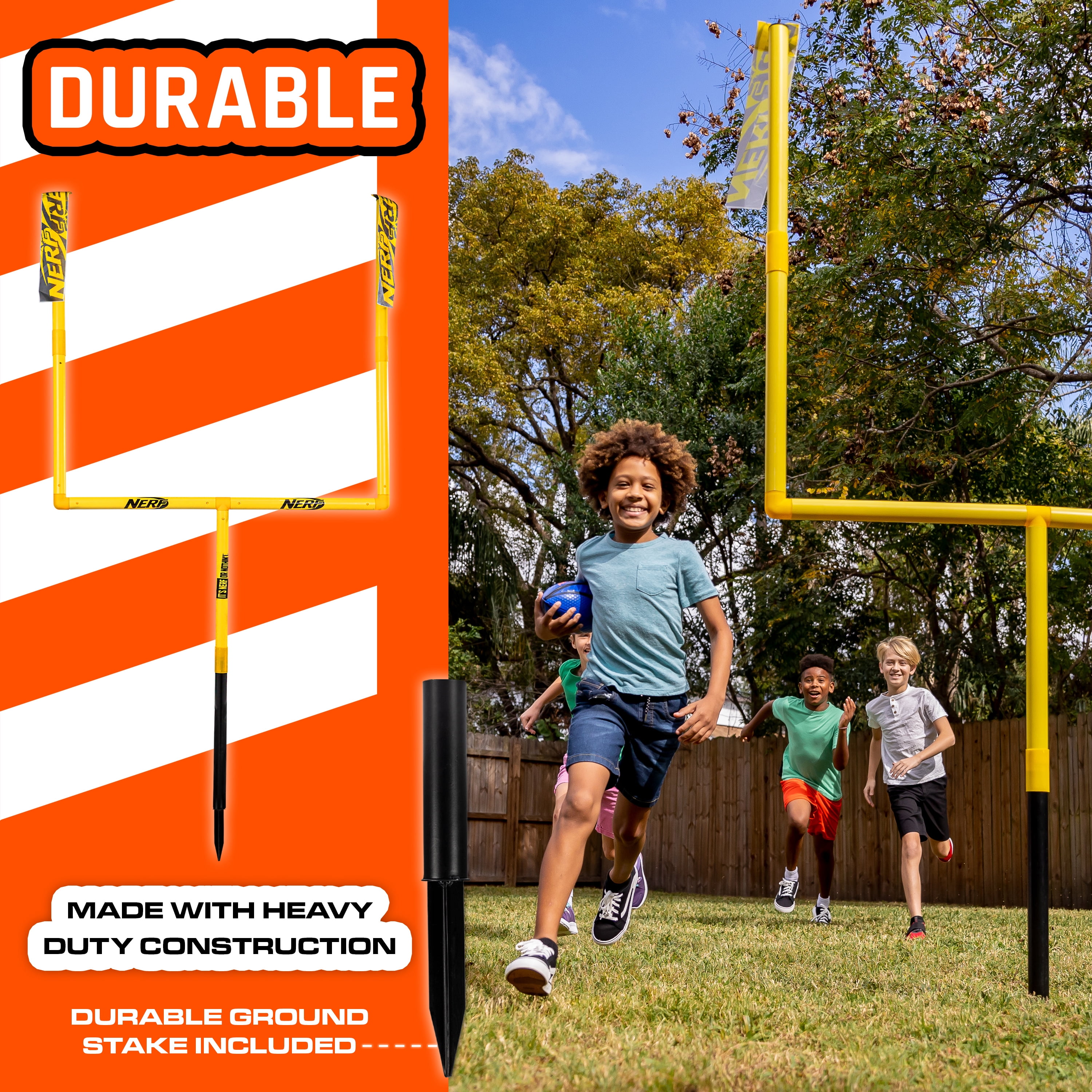 Nerf Punt and Pass Football Goal Post Set - Complete All In One Set - Included Removeable Knockout Targets