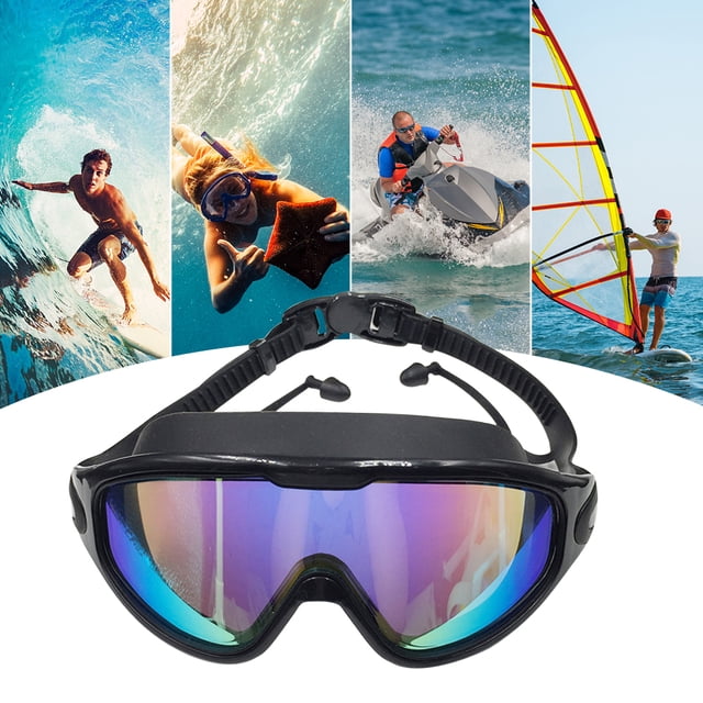 Gafas de natación de marco grande Gafas de natación selladas elásticas para deportes acuáticos (negro)