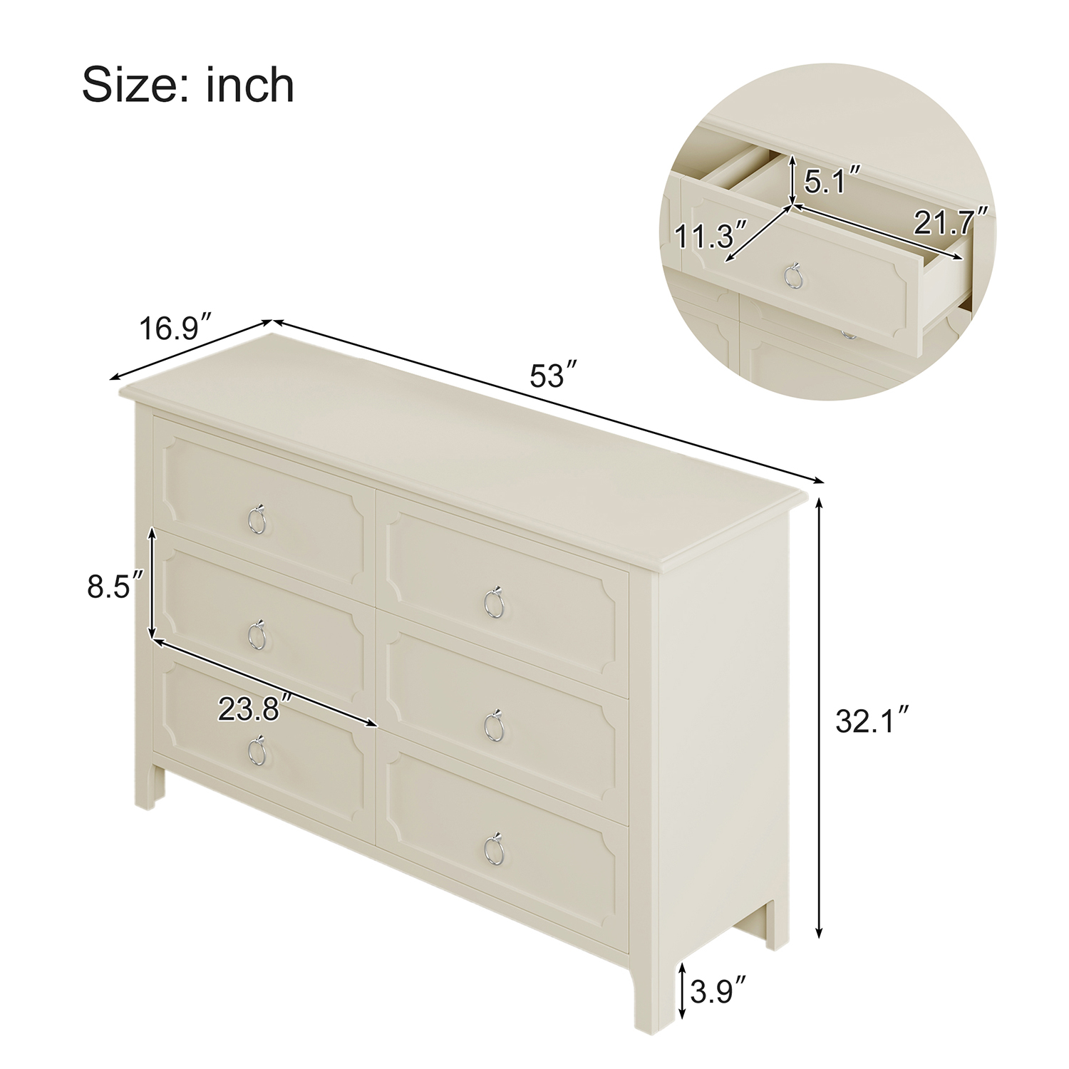 Kadyn 3-Pieces Bedroom Sets, King Size Canopy Daybed with Trundle with Nightstand and Dresser, Milky White Solid Rubber Wood Twin