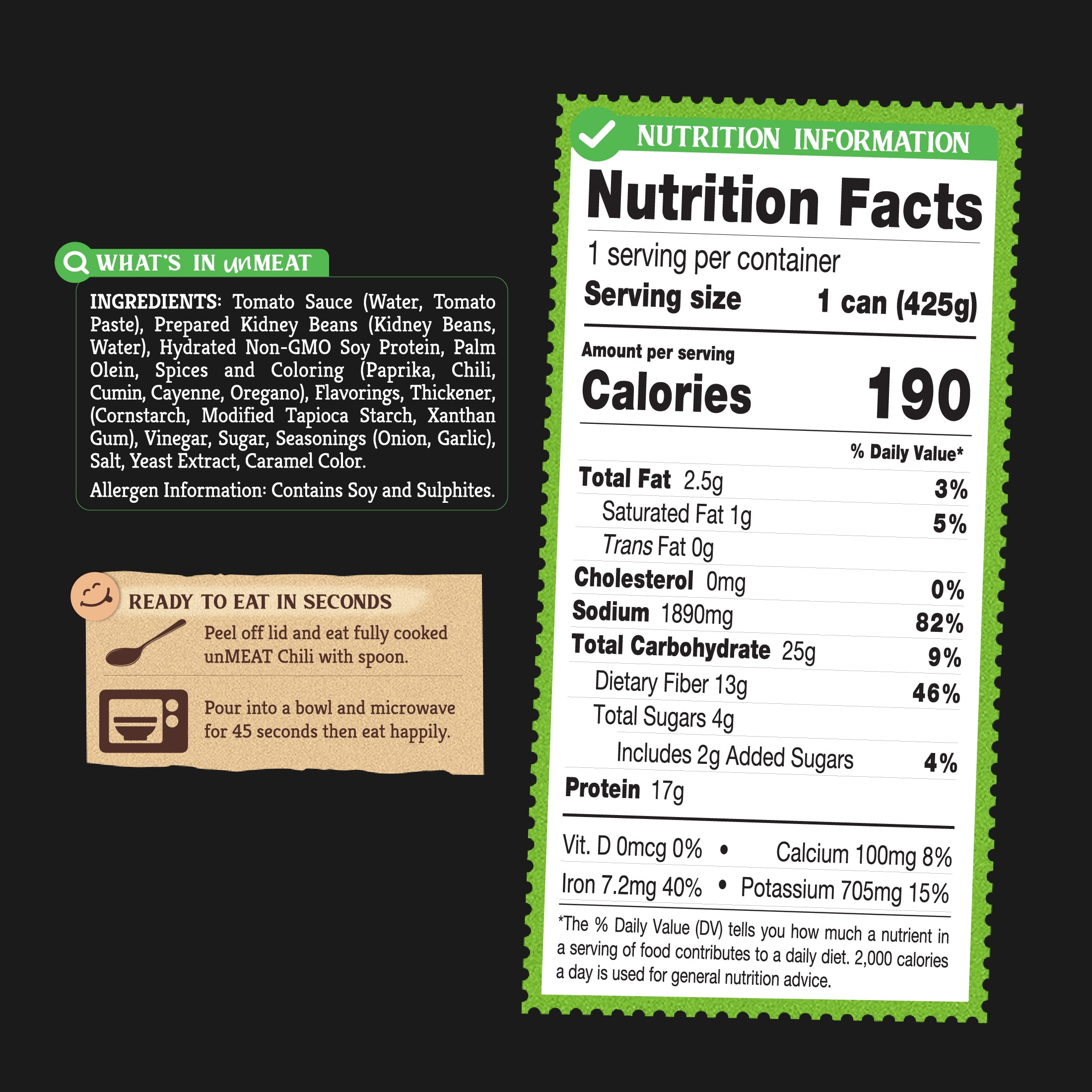 (3 pack) unMEAT Hot & Spicy Chili with Beans, 15 oz Can, Plant-Based, High Protein