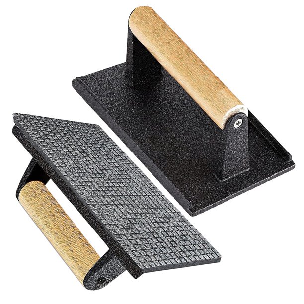 Cast Iron Grill Press, PreSeasoned Burger Press and Steak Weight with