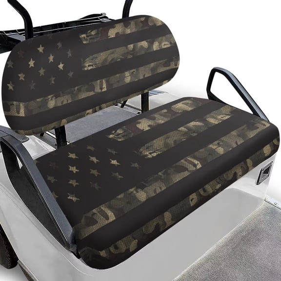 Garronmavis American Flag Camouflage Golf Cart Seat Covers Suitable for All Weather Conditions Split Backrest Front Seat Cover for Daily Protection Universal Fit Set