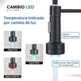 thumbnail image 2 of LED Negro cepillado Palanca única Grifo de cocina 360° Gire Arco alto Mezclador de agua caliente y fría Grifos comerciales Mezclador de fregadero de para uso doméstico con rociador extraíble, 2 of 7