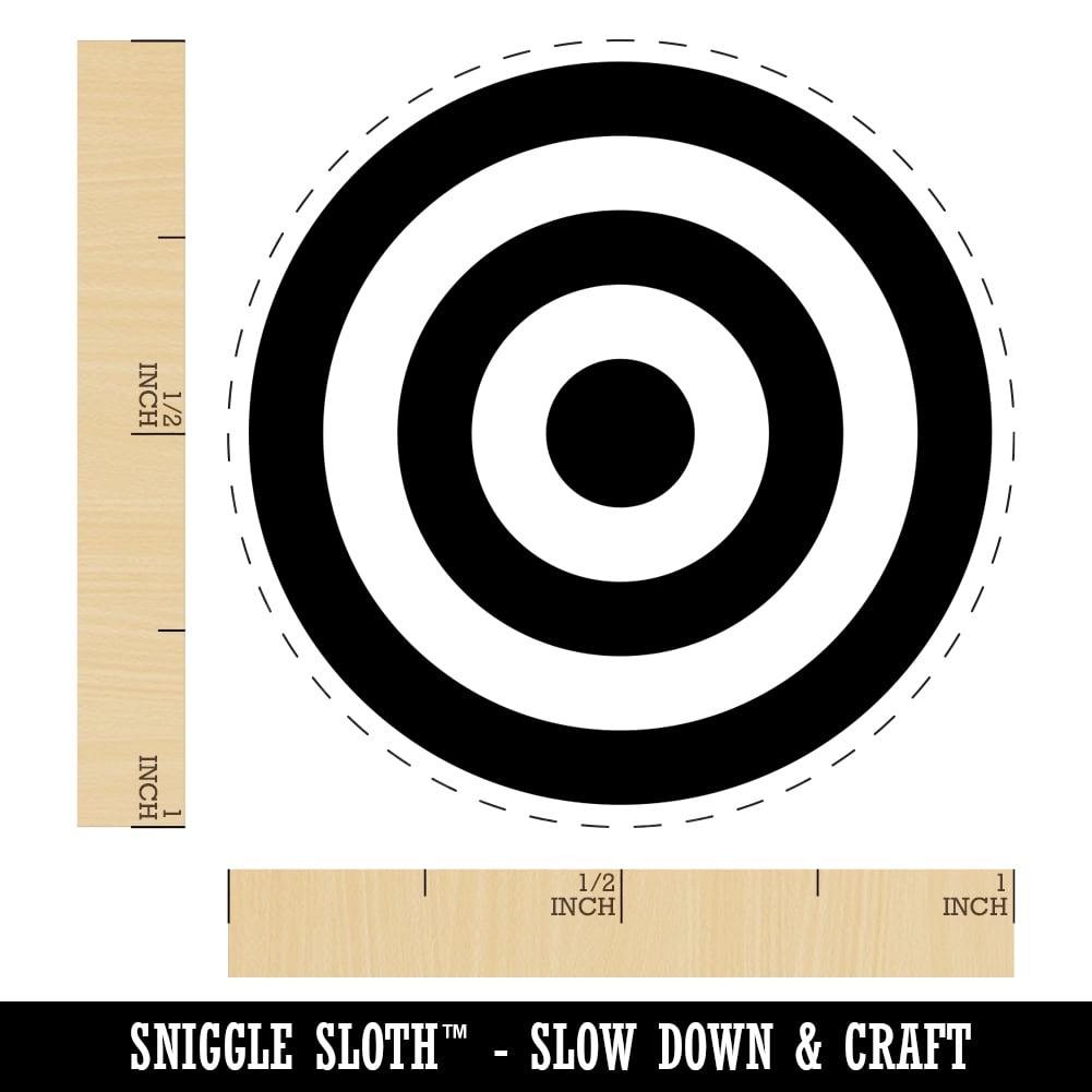 Bullseye Target Self-Inking Rubber Stamp Ink Stamper - Yellow Ink - Medium 1 Inch
