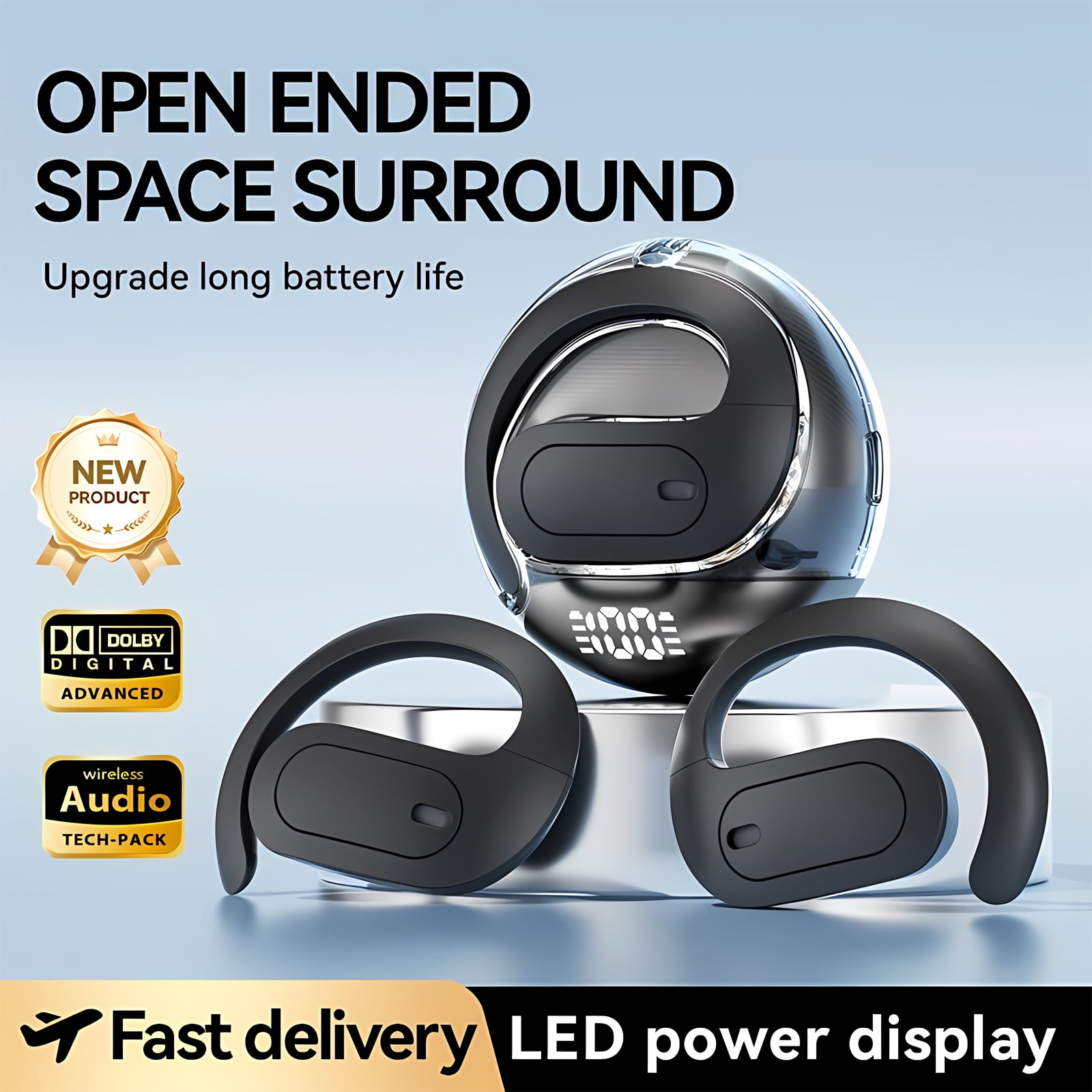 CHENRUIDA Wireless Earbuds Bluetooth Headphone Sport, Bluetooth 5.4 Earbud, Noise Cancelling Mic, IP7 Waterproof Headset For Workout/Running（Black）