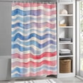 thumbnail image 3 of Watercolors Red Blue Wave Fabric Shower Curtain Modern Art Washable Shower Curtains for Bathroom, Waterproof Bath Curtain with Hooks Home Decor 72x72in, 3 of 8